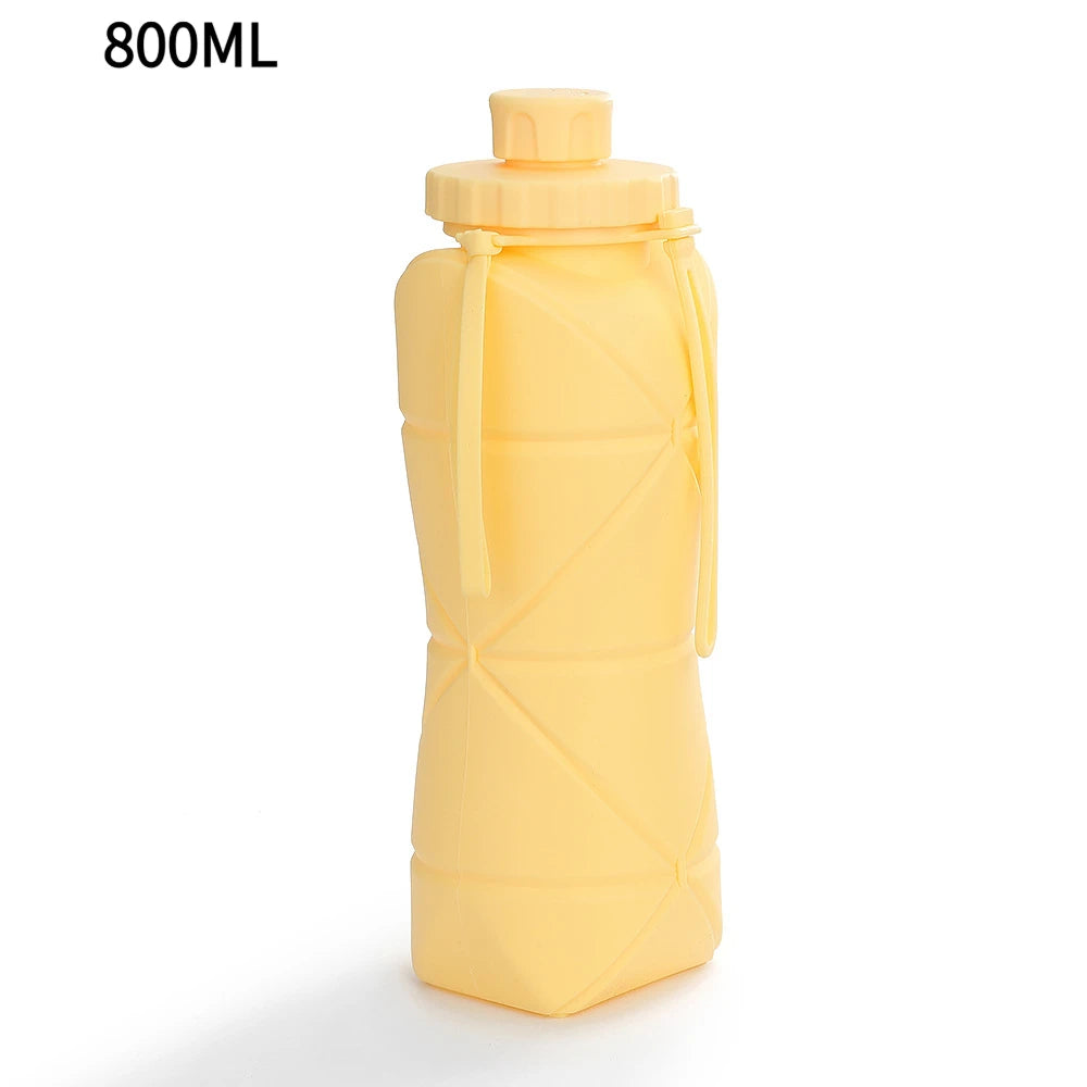 800ml Silicone Collapsible Sports Water Bottle, Large Capacity Leakproof Foldable Cup for Outdoor Camping Travel
