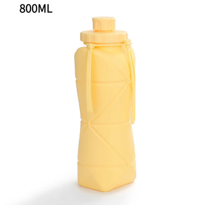 800ml Silicone Collapsible Sports Water Bottle, Large Capacity Leakproof Foldable Cup for Outdoor Camping Travel