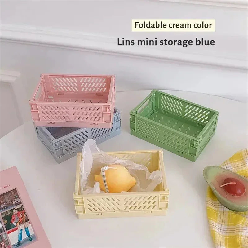 6 Color Foldable Storage Baskets Student Desktop Holder Tape Stationery Cosmetic Storage Box Home Office Organizer Container