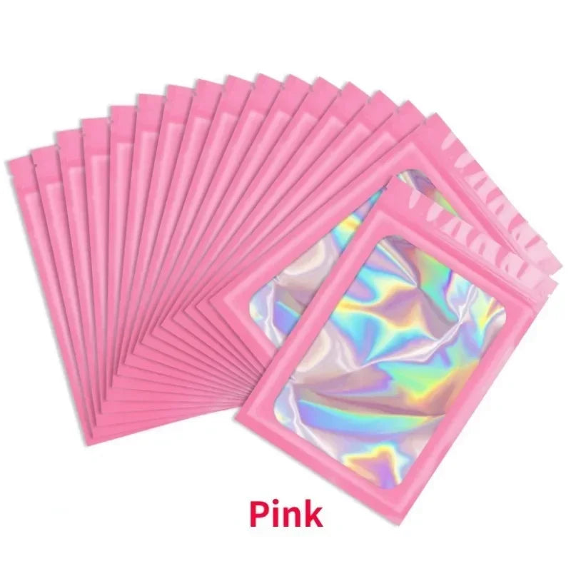 10-50Pcs Laser Ziplock Bag Necklace Earrings Jewelry Gift Packing Bags Cell Phone Cases Colorful Packing Bags Kitchen Organizer
