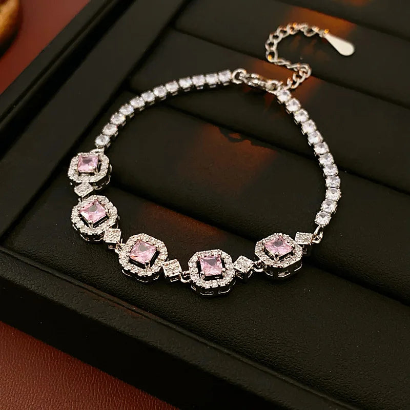 Rhinestone Round Clasp Bracelet for Women Personality Colorful Bracelets Temperament Light Luxury Posh Accessories Wholesale