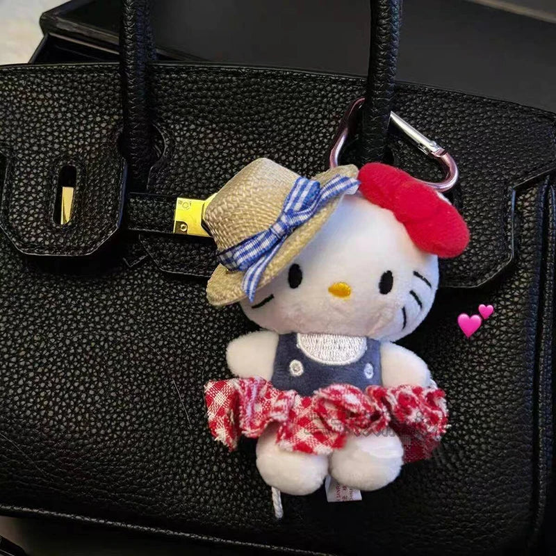 Sanrio Hello Kitty Keychain Cute Cartoon Bag Pendant Plush Doll Charms Car Key Ring Backpack Accessories Women Girl Gifts