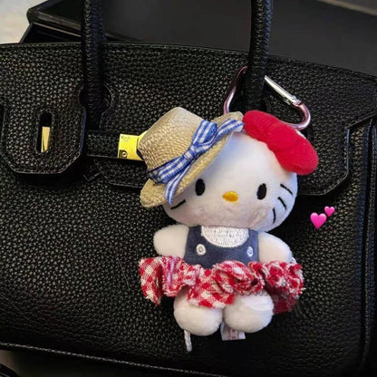 Sanrio Hello Kitty Keychain Cute Cartoon Bag Pendant Plush Doll Charms Car Key Ring Backpack Accessories Women Girl Gifts