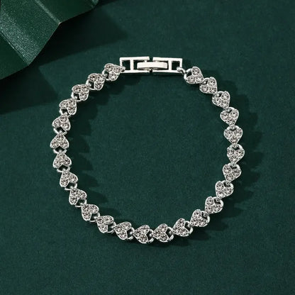 Charm Delicated Crystal Heart Tennis Bracelet for Women Rhinestone Paved Handmade Bracelet Wedding Anniversary Gift Jewelry