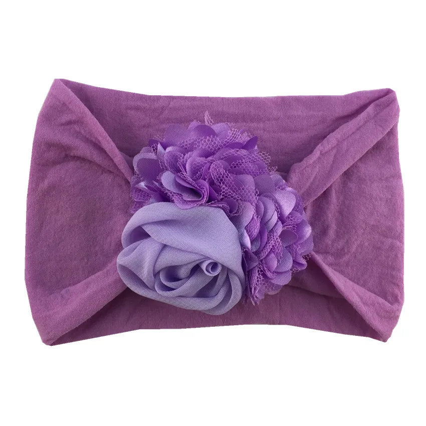 Kids Headwear Soft Stretch Flower Headband Knot Wide Nylon Headwraps Baby Girls Hair Bands Photo Props for Newborn Accessories