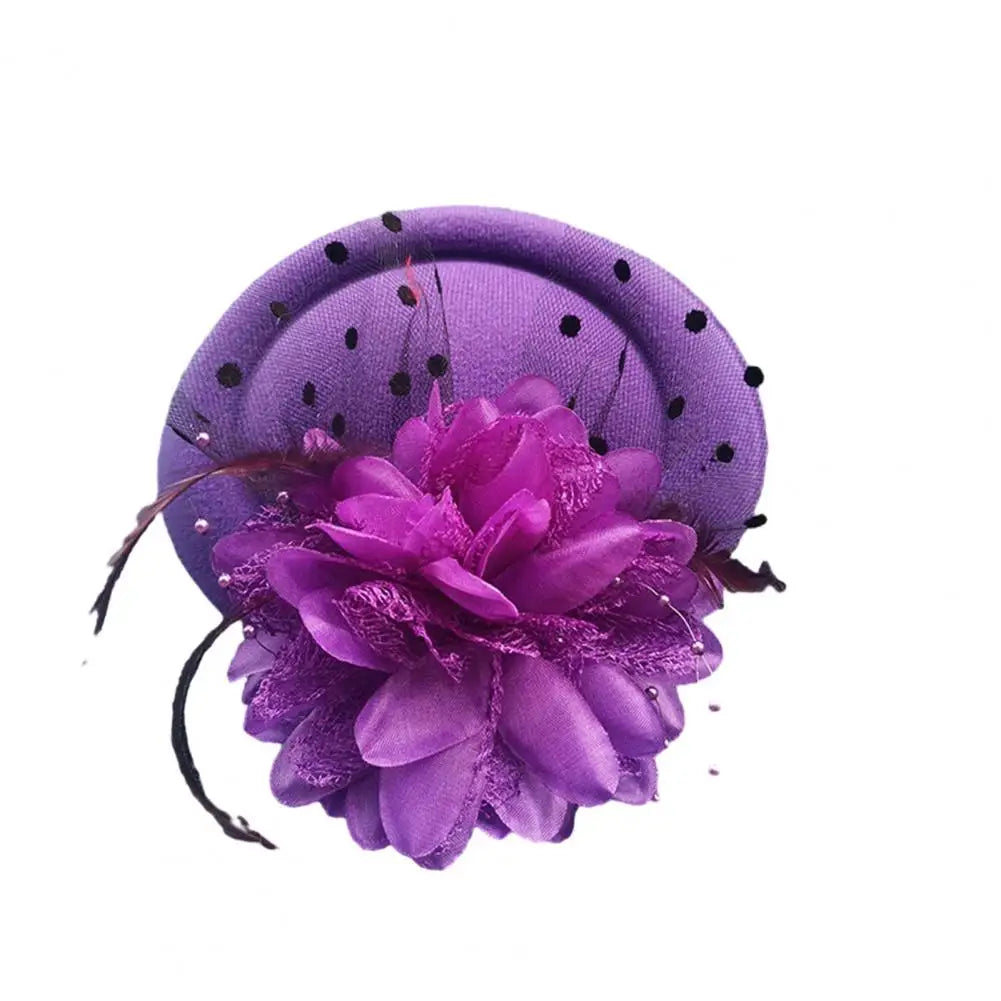 Flower Faux Woolen Fascinator Hat Elegant Artificial Feather Mesh Cocktail Headwear Wedding Bridal Cocktail Headwear Fasciantor