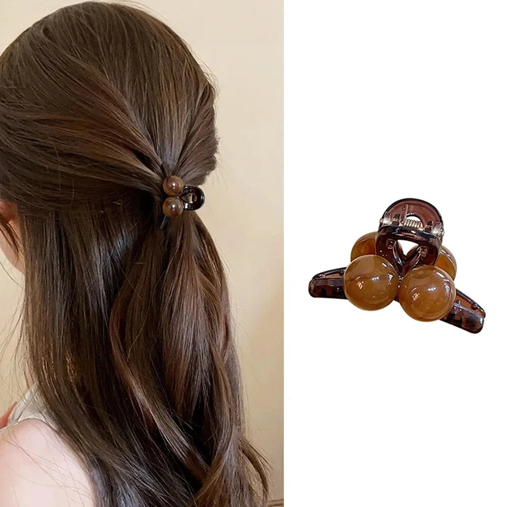 Luxury Rhinestone Pearl Hair Claws Mini Size Cross Shark Clip Women Girl Non Slip Plastic Side Barrettes Sweet Hair Accessories