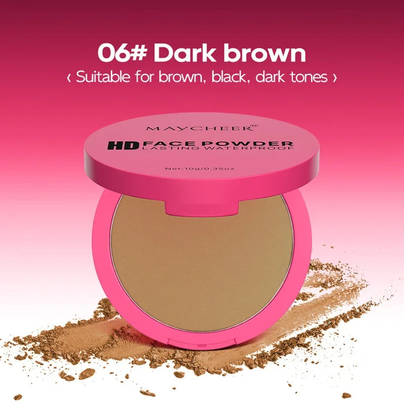 6 Color Natural Matte Pressed Powder Oil Control Brighten Whitening Face Base Foundation Compact Concealer Makeup Cosmetics