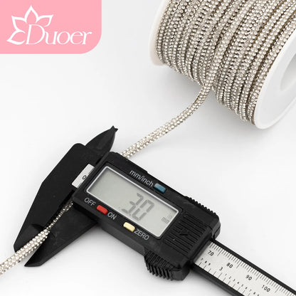 DUOER 3mm 5/10 Yards Glass Rhinestones Rope Tube GlitterDiamond Cord Soft Shoelace Drawstring Trimming For DIY Hoodies Trouser
