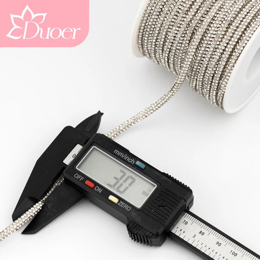 DUOER 3mm 5/10 Yards Glass Rhinestones Rope Tube GlitterDiamond Cord Soft Shoelace Drawstring Trimming For DIY Hoodies Trouser