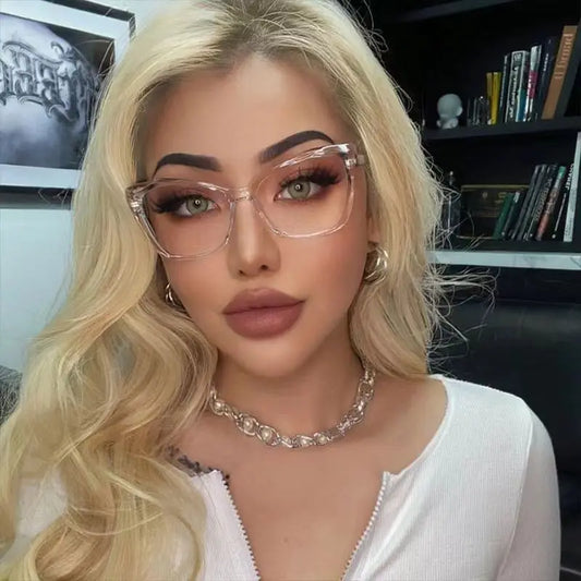 New Fashion Vintage Gradient Eyeglasses For Nearsightedness Anti Blue Light Myopia 2022 Unique Transparent Cat Eye Glasses Frame