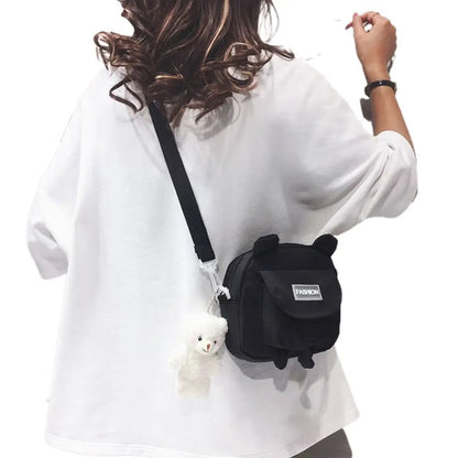 Japanese Style Small Bag Female Fashion Wild Cute Messenger Kitty Bag ins Korean Student Canvas Shoulder Bag Mobile Phone Pouch