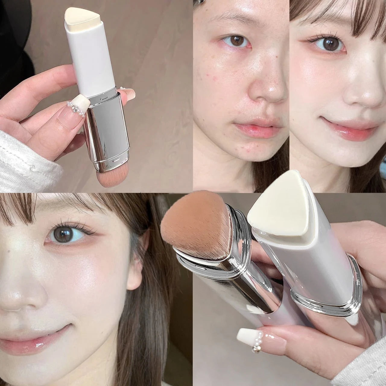 Double-Ended Matte Concealer Stick Moisturizing Foundation Cover Acne Eye Dark Circle Modify Skin Tone Face Primer Base Makeup