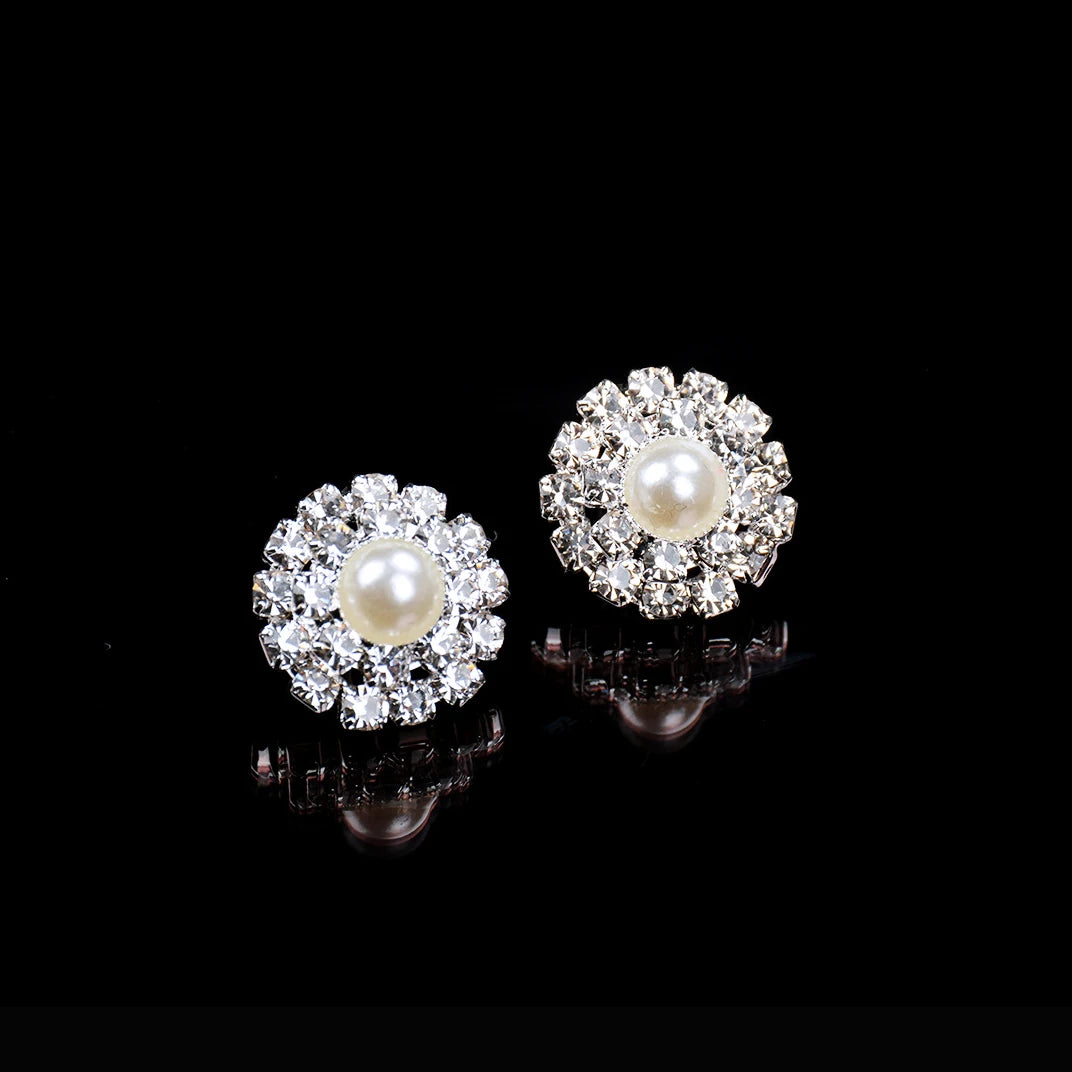 TREAZY Silver Color Rhinestone Sqaure/Round/Heart Stud Earrings For Women Fashion Wedding Prom Jewelry Gifts Femme Brincos