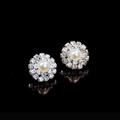 TREAZY Silver Color Rhinestone Sqaure/Round/Heart Stud Earrings For Women Fashion Wedding Prom Jewelry Gifts Femme Brincos