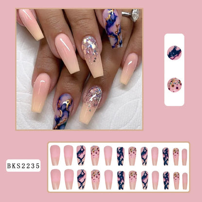 Wholesale Price Press On Nails Ballerina Medium Coffin False Nails French Tip Nails Manicure Stick On Nails Acrylic Fake Nails