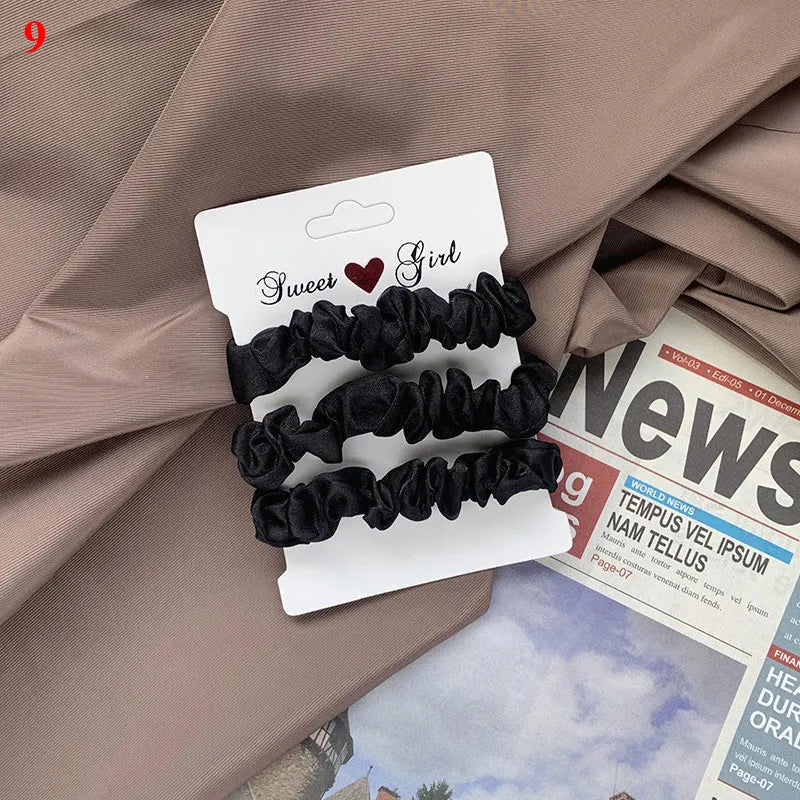 3/6Pcs/Set Silk Hair Scrunchies Elastic Hair Bands Women Elegant Headwear Hair Ties Ponytail Holder Sweet Hair Rope Rubber Bands