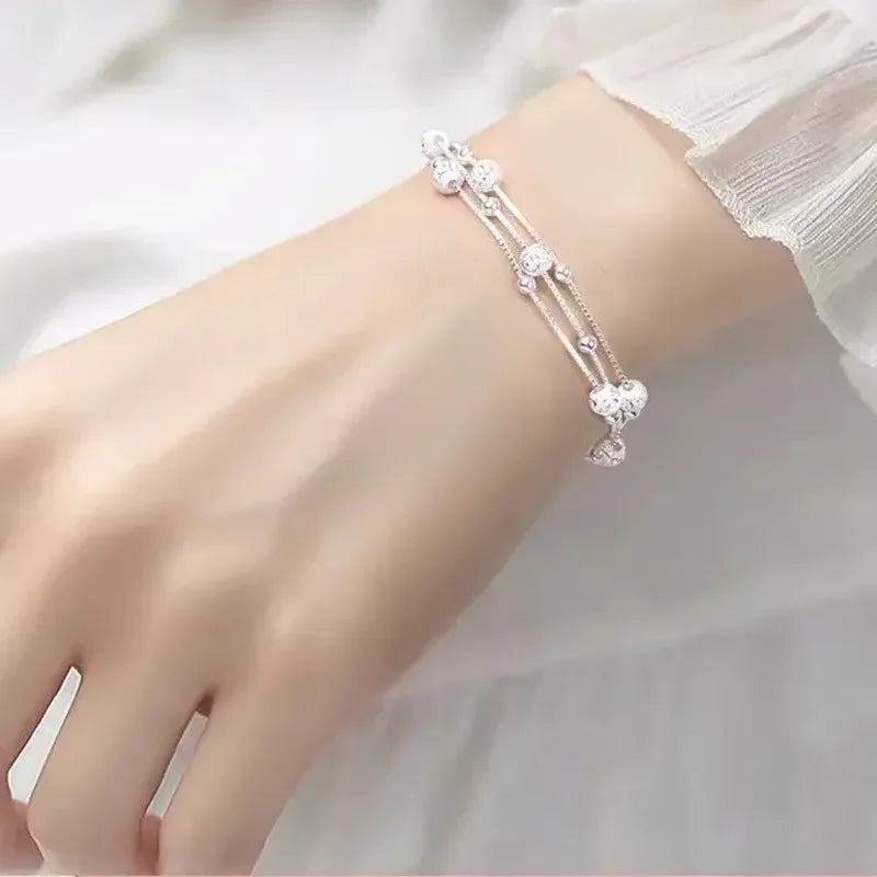 Fine 925 Sterling Silver Lucky Bead Bracelets For Woman Luxury Original Multi-layer Charm Bracelet Elegant Party Jewelry Gifts