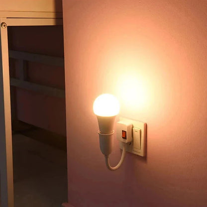 1PC EU Plug E27 Direct Plug In Swivel Head E27 Socket Bulb Holder With Switch LED Table Lamp Stainless Steel Hose Steering Lever