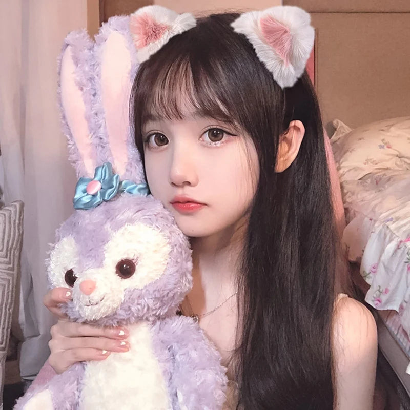 Girls Cartoon Fluffy Hairpin Ladies Sweet Style Cat Ear Shape Side/Top Bangs Clip Female Cute Hair Accessories