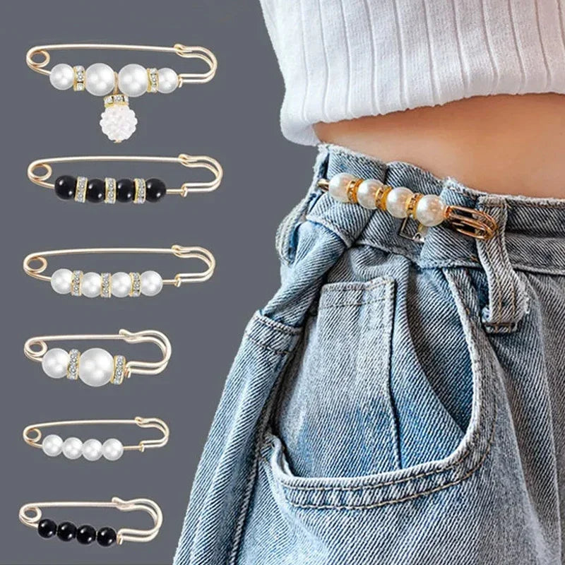 6Pcs Brooch Set Big Beads Fashion Clothing Brooches for Women Pearl Lapel Pin Sweater Dress Brooch Pins Badge Buckle Accessories