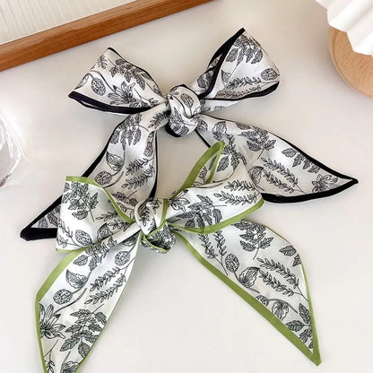 Spring Hairbands Ins Long Scarf Korean Style Scarves Floral Hair Bands Flower Printed Scarf Satin Silk Scarf Women Hair Ribbon