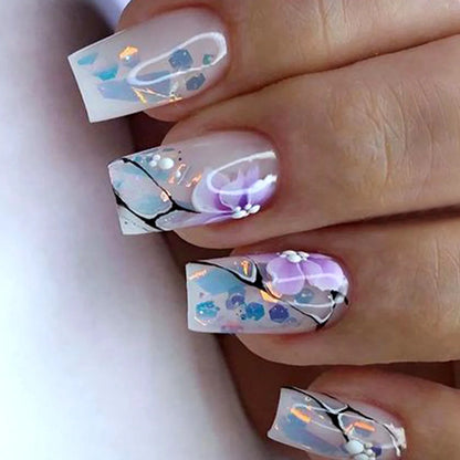 Wholesale Price Press On Nails Ballerina Medium Coffin False Nails French Tip Nails Manicure Stick On Nails Acrylic Fake Nails