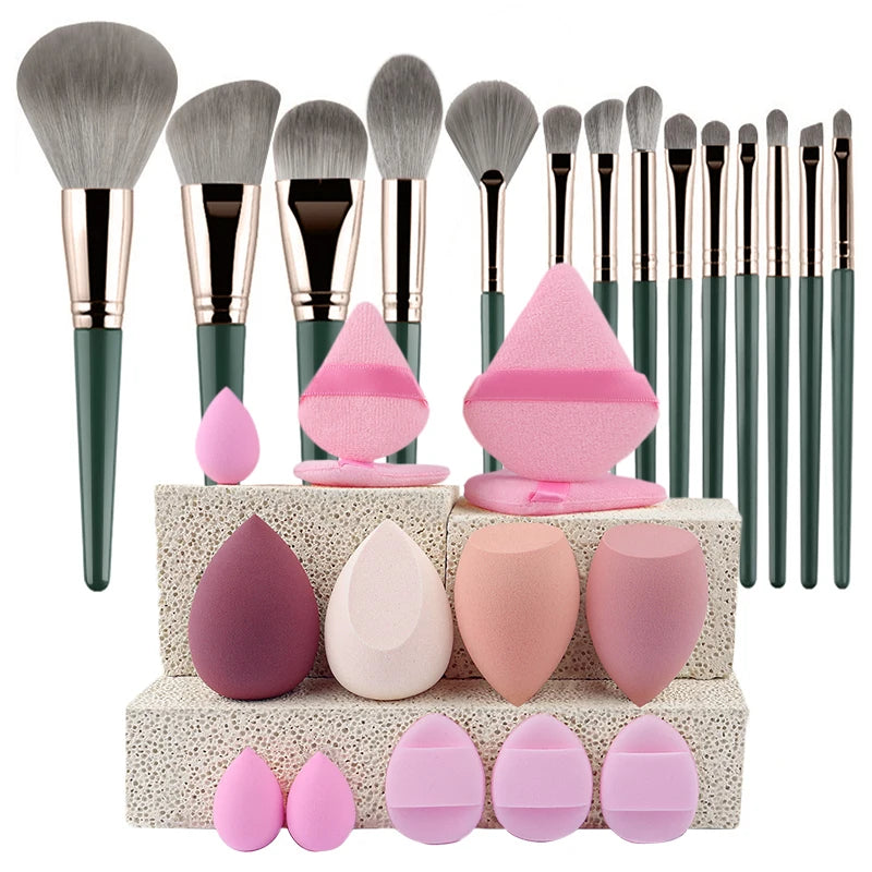 34pcs Makeup Brushes Set 14pcs Travel Portable Foundation Concealer Makeup Brush Professional Liquid Cream Make-up Beauty Tool