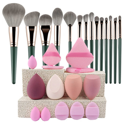 34pcs Makeup Brushes Set 14pcs Travel Portable Foundation Concealer Makeup Brush Professional Liquid Cream Make-up Beauty Tool