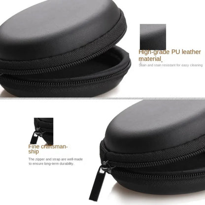 Headphone Storage Bag Diameter 8CM Round Headphone Organizer Storage Box with Partition Coin USB Flash Drive Cable Storage Case