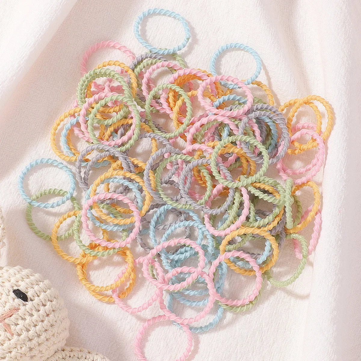 100pcs Women Girls Colorful Nylon Elastic Hair Bands Ponytail Hold Small Hair Tie Rubber Bands Scrunchie Hair Accessories