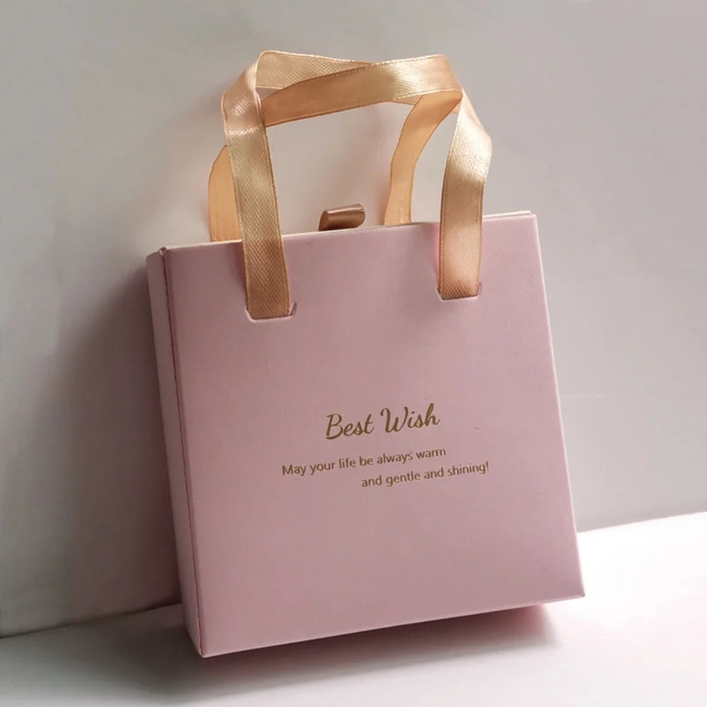 Portable Jewelry Box Ring Earrings Necklace Paper Jewelry Display Case Blessing Print Valentines Day Wedding Gift Packaging Box