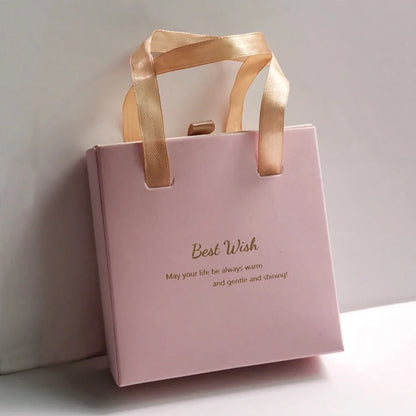 Portable Jewelry Box Ring Earrings Necklace Paper Jewelry Display Case Blessing Print Valentines Day Wedding Gift Packaging Box
