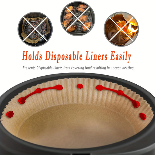 1/2Set Air Fryer Magnet Silicone Buckle for Holding Down Air Fryer Parchment Paper Lock Disposable Liners Prevent Paper to Burn