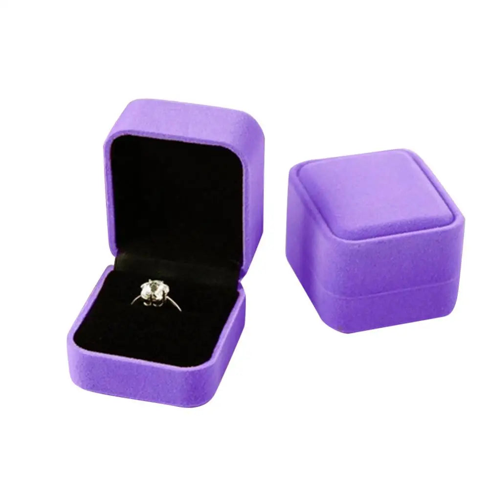 Jewelry Ring Display Case Earring Storage Organizer Square Lid Jewelry Packaging Open Box Gift