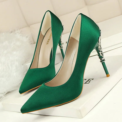 9219-2 Style Women Fashion Shoes Pure Color Leather High Heels Low Heels Medium Capsule Korean Style Spring Autumn