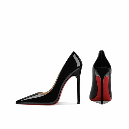Sexy Red Bottom High Heels Women's Fashionable Pointed Toe Thin Heel Nude Color Shoes for Night Club And Daily Wear