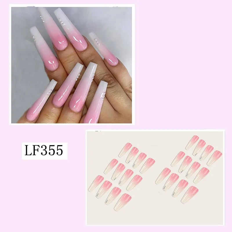 Luxury Designed Reusable Pink Nude False Nails Short Custom Acrylic Press On Nails Artificial Nails With Glue For Woman And Girl