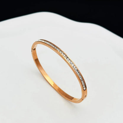 1PC Titanium Steel Stainless Steel Inlaid Zircon Gold Plated Bracelet Classic and Simple Style Bangles for Women Daily Jewelry