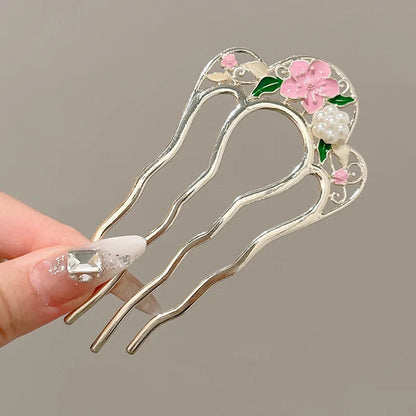 Metal U-Shaped Hair Sticks Combs Pearl Tassel Hair Fork Hair Clip Hairpins Women Girl Hair Accessories Ornament Styling Tool