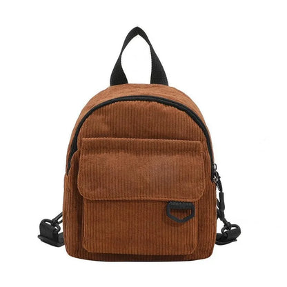 Women's Mini Backpack Fashion Solid Color Corduroy Small Simple Leisure Travel Large Capacity Durable  School Bag