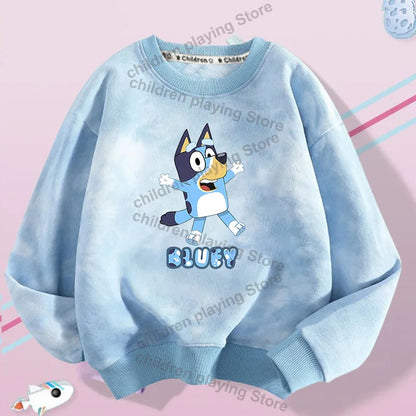 Blueyi Series Kid Pullover Sweatshirts Trendy Long Sleeves Top Bingo Autumn Winter Cartoon Child Clothes Birthday Christmas Gift