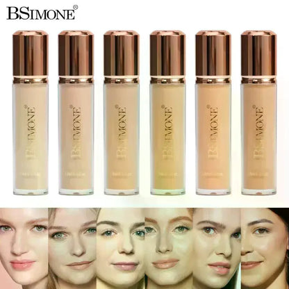 BSIMONE Face Liquid Foundation Base Full Coverage Oil-Control Long Wear Smooth Lightweight Natural Cover Waterproof Matte
