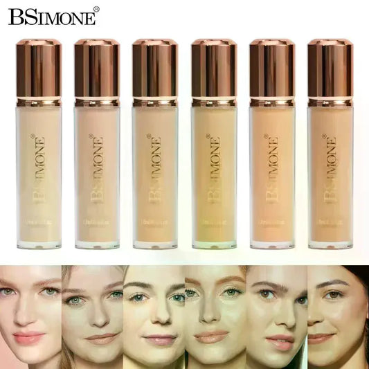 BSIMONE Face Liquid Foundation Base Full Coverage Oil-Control Long Wear Smooth Lightweight Natural Cover Waterproof Matte
