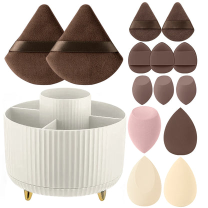 Makeup Brush Holder Organizer 360° Rotating Makeup Brush Desktop Organizer 5 Slot Make up Brushes Cup for Supply Bathroom Vanity