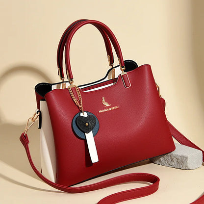 2025Autumn Fashion Simple Large Capacity Women's Handbag Color-Block Multi-Compartment High-End Mom Bag Commuter Bag