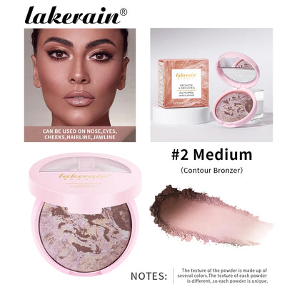 Baked Powder Foundation Oil Control Setting Makeup Pressed Powder Cake Bronzer Glow Face Contouring Shimmer Contour