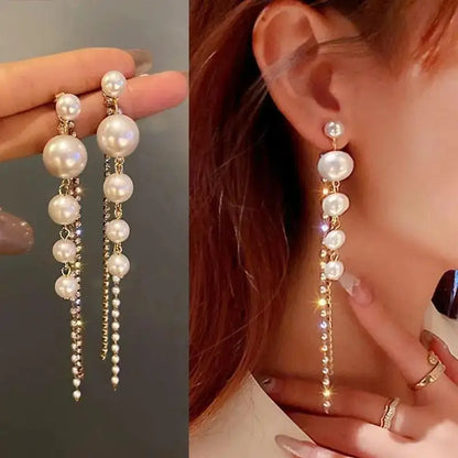 925 Silver Needle Korean Fashion Long Chain Tassel Earrings For Women Metal Earing Jewelry 2026 Trending Women's Drop Earrings