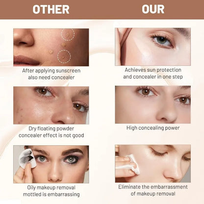 4 in 1 Foundation Liquid Hydrating Medium Full Coverage Concealer SPF 50+ Longwearing Waterproof Foundation Natural Face Makeup