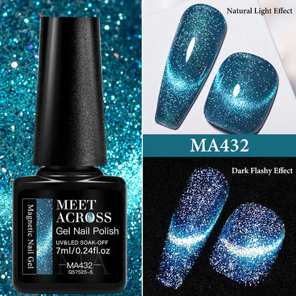7ml Red Series Cat Magnetic Gel Nail Polish Sparkle Glitter Semi Permanent Nail Art UV Gel Varnish Manicure For Valentines Nails